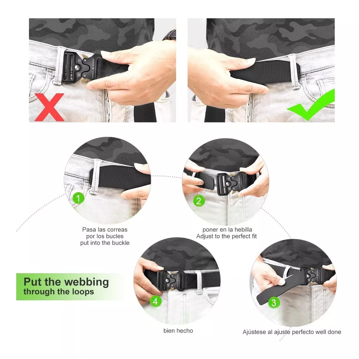 Cinturón Táctico Con Bolsa De Cinturón Táctico Y Gancho Negro L