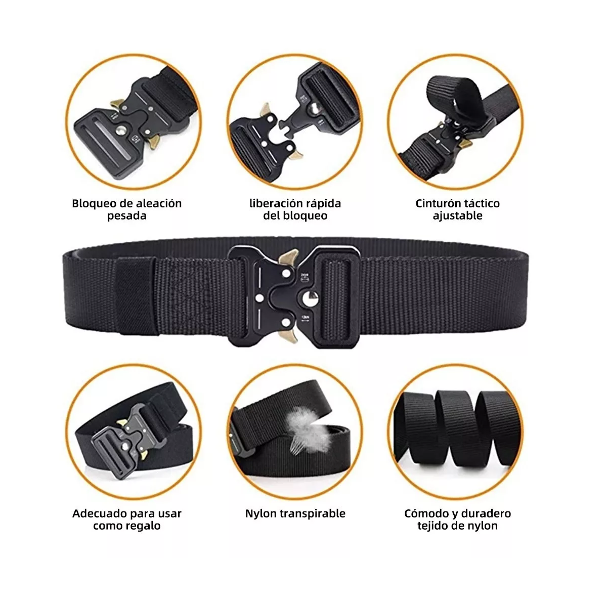 Cinturón Táctico Con Bolsa De Cinturón Táctico Y Gancho Negro L