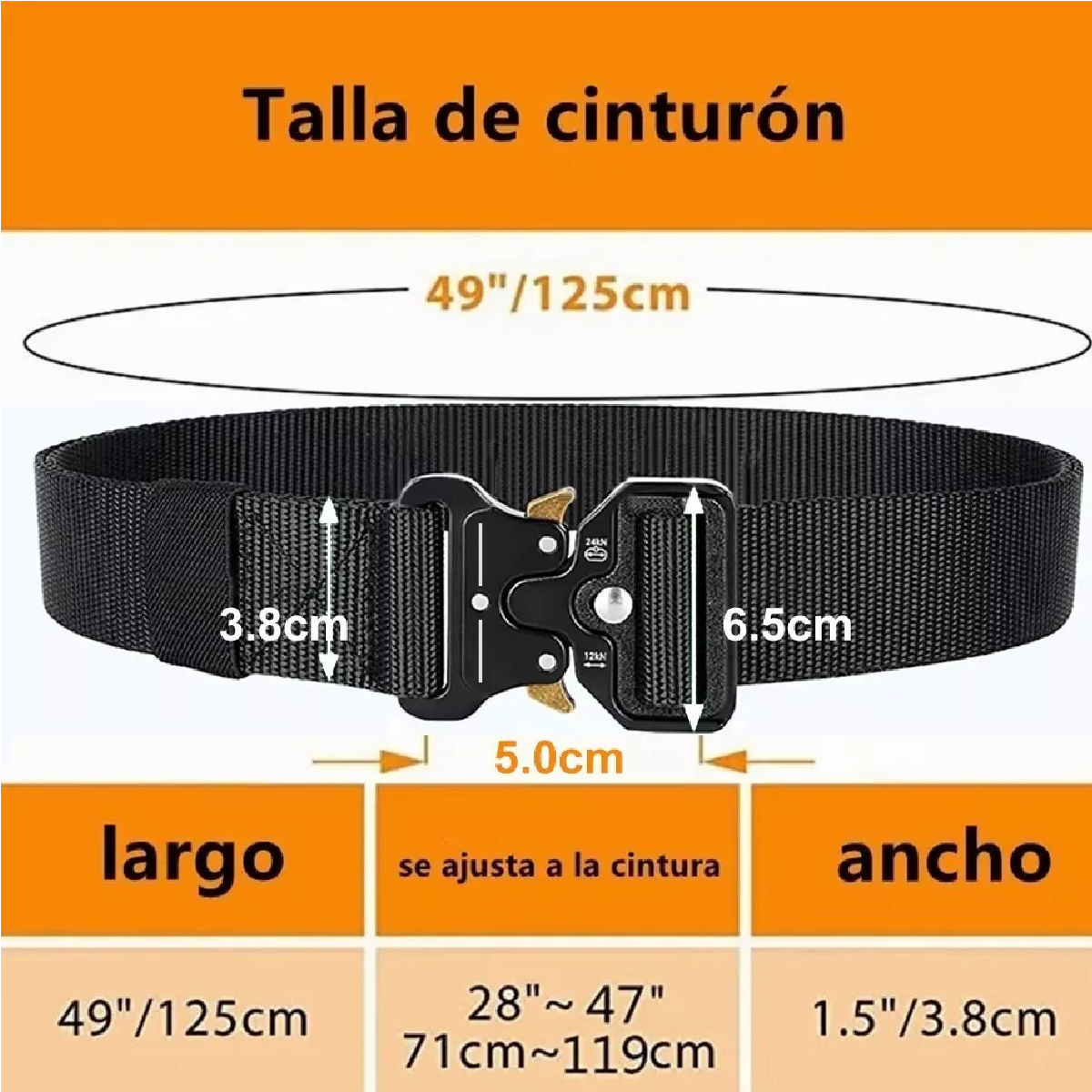 Cinturón Táctico Con Engranajes De Soporte De Llavero 125cm Negro