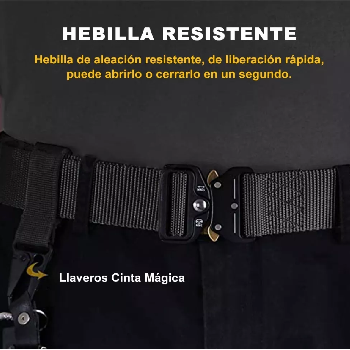 Cinturón Táctico Con Engranajes De Soporte De Llavero 125cm Negro