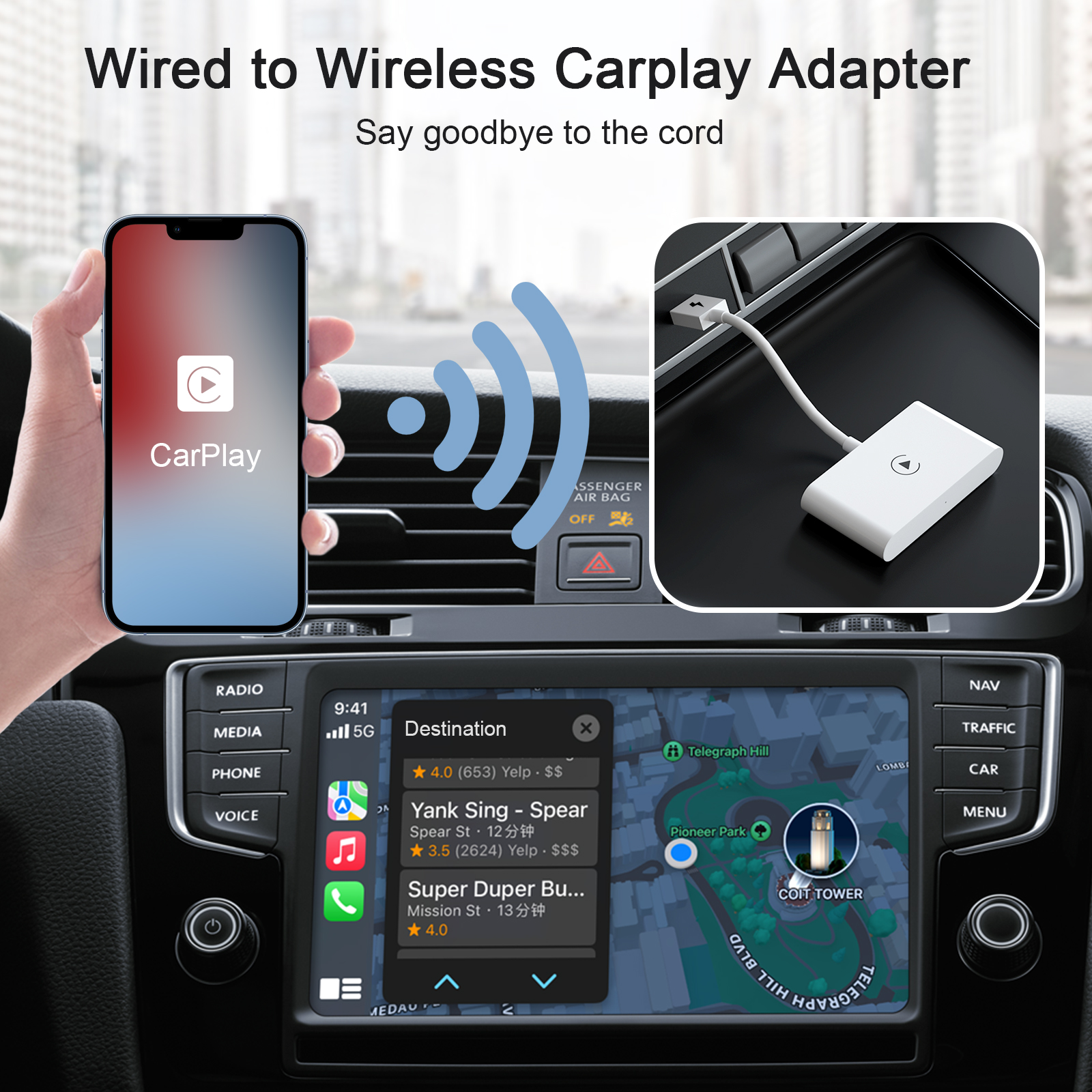 Adaptador Carplay Inálambrico Wireless Plug & Play iPhone