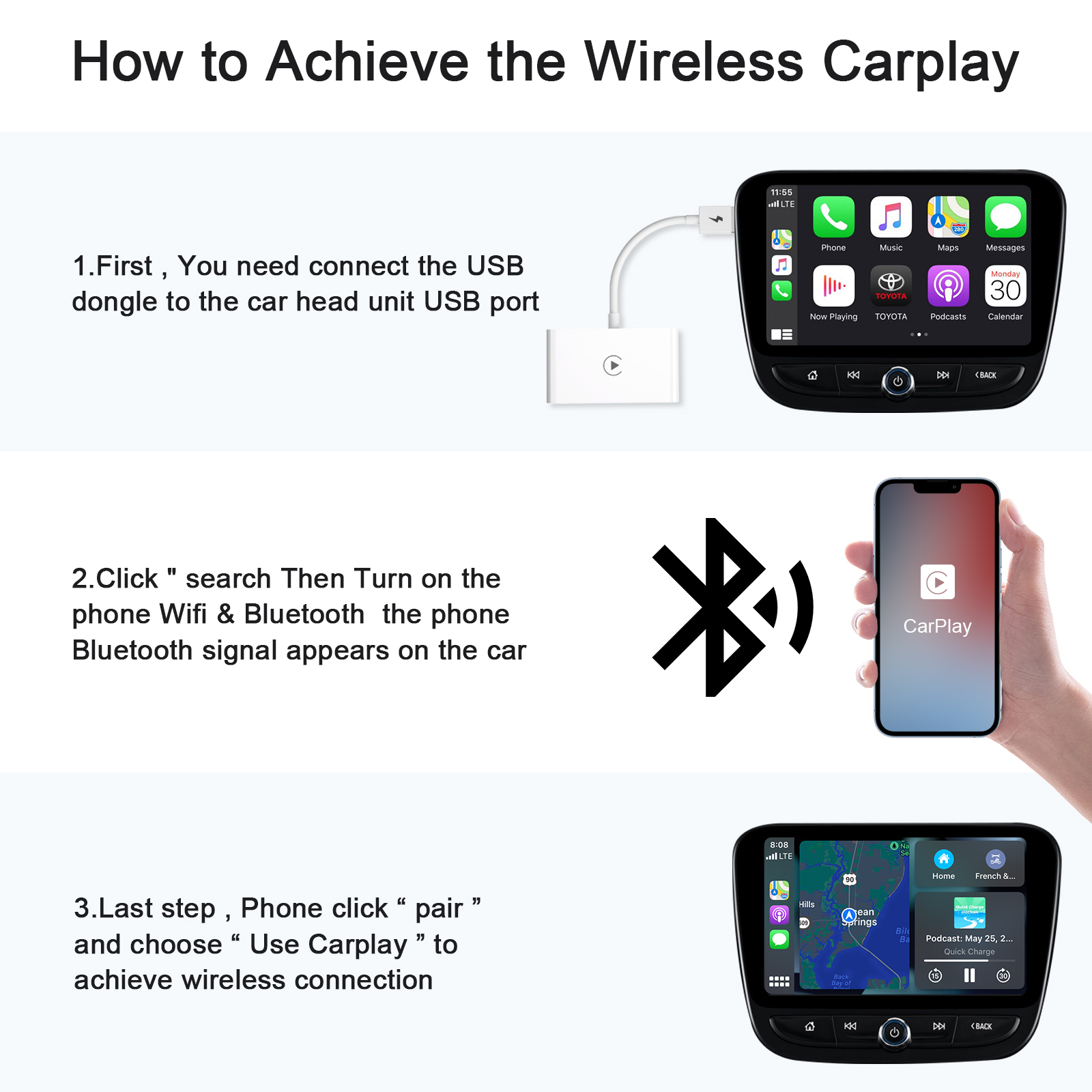 Adaptador Carplay Inálambrico Wireless Plug & Play iPhone