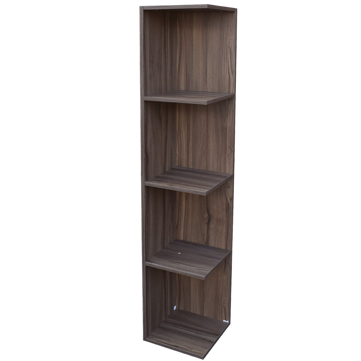 Mueble esquinero con Repisas Cuadradas Fabricado en Melamina Texturizada de Alta Resistencia, color Parota