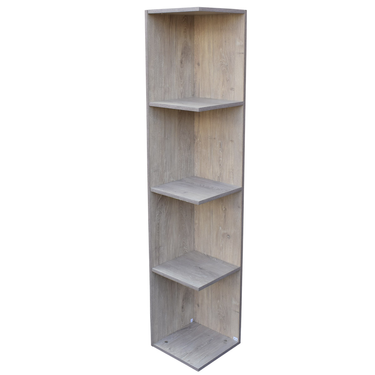 Mueble esquinero con Repisas Cuadradas Fabricado en Melamina Texturizada de Alta Resistencia, color Roble