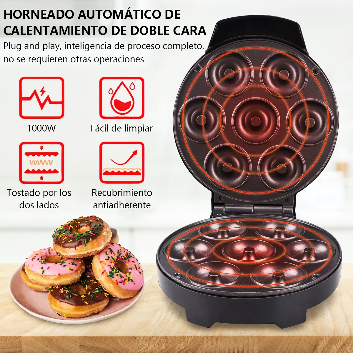 Máquina Para Hacer Desayuno Donas Mini Repostería Antiadherente Express
