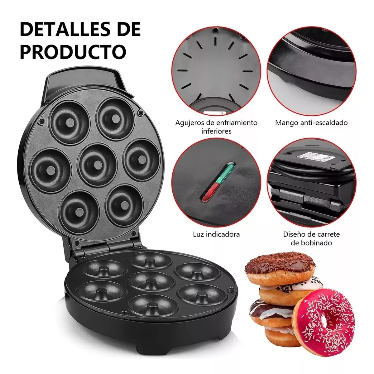 Máquina Para Hacer Desayuno Donas Mini Repostería Antiadherente Express