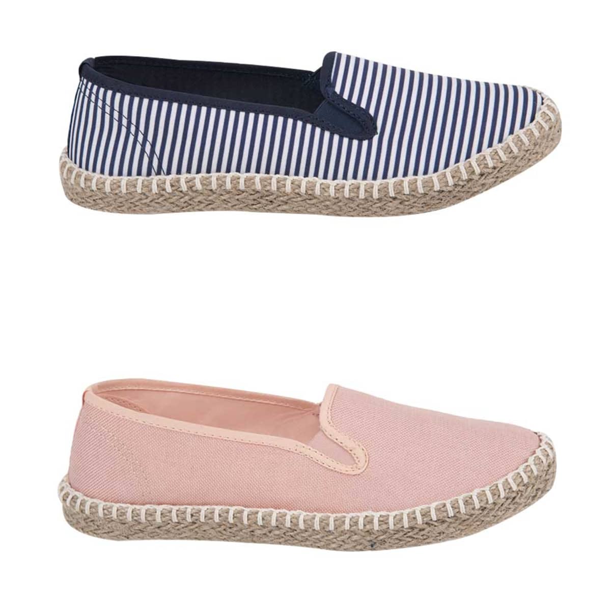 Kit de 2 pares de alpargatas de piso con elástico, marca Mirage, mod. 824959