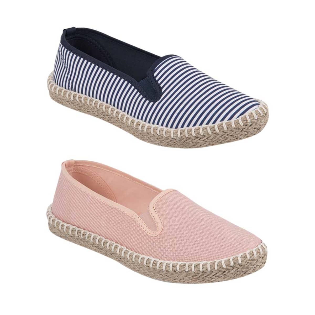 Kit de 2 pares de alpargatas de piso con elástico, marca Mirage, mod. 824959