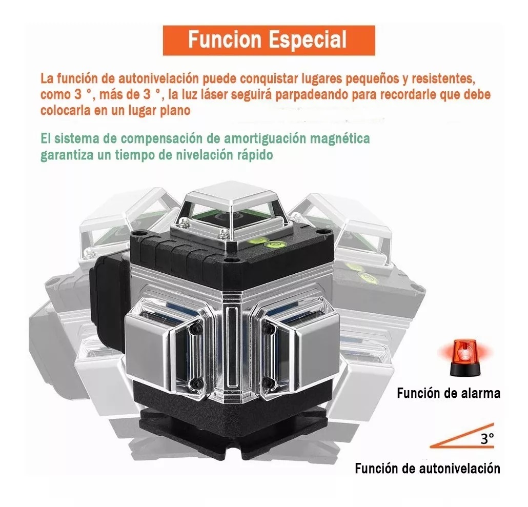 Nivel Laser Multifuncional 16 Líneas Láser Nivel 3 Autonivelante