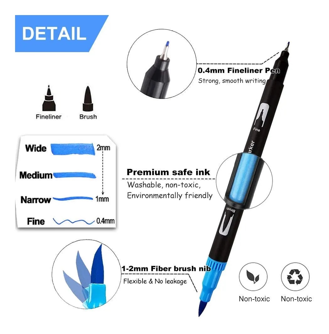 Marcadores Plumones Doble Punta Pincel Iforu 120 Colores