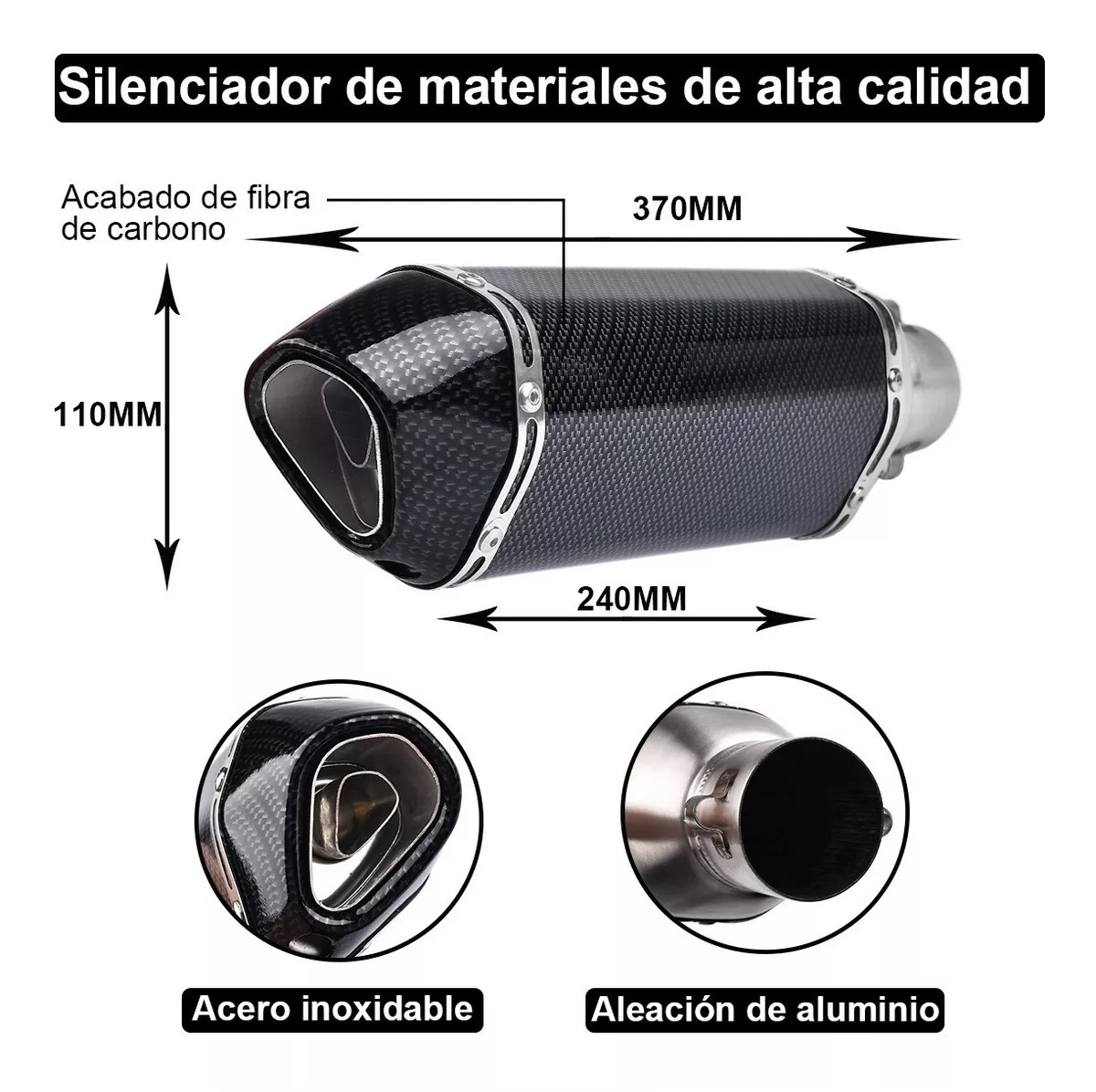 Escape Silenciador Para Moto Deportivo Universal 38-51mm