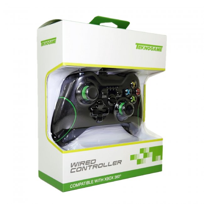 Control alambrico compatible con Xbox 360 Negro Teknogame