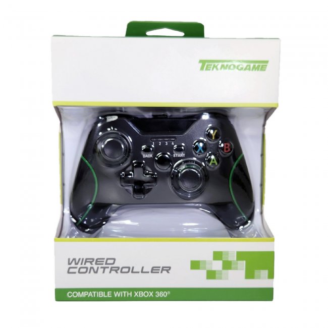 Control alambrico compatible con Xbox 360 Negro Teknogame
