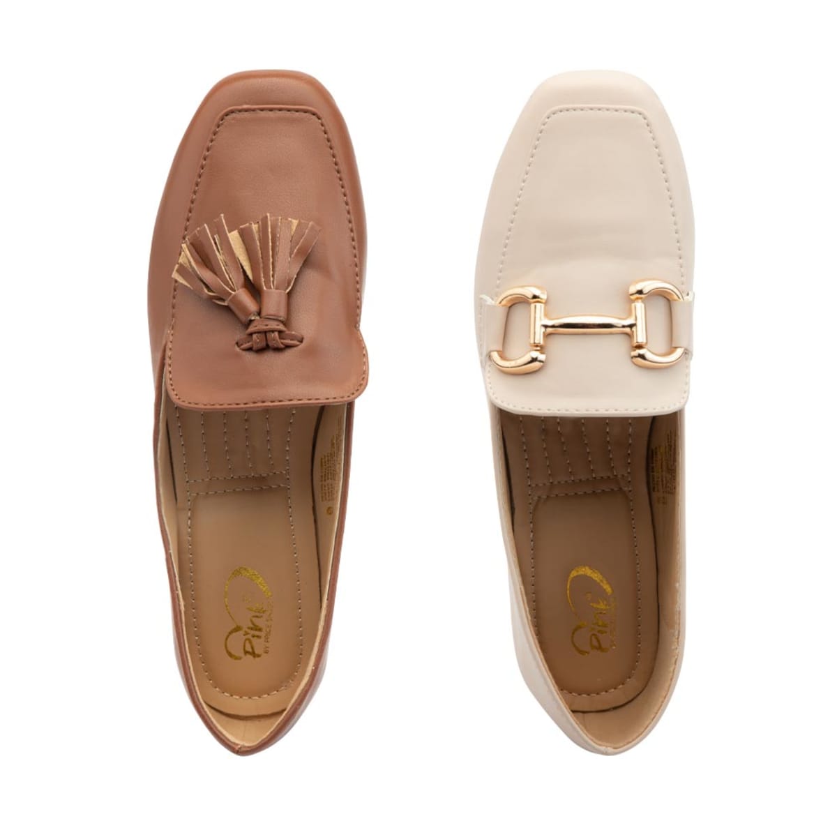 Kit de 2 pares de ballerinas cuadradas con herraje y motas, marca PBPS, mod. 1059903