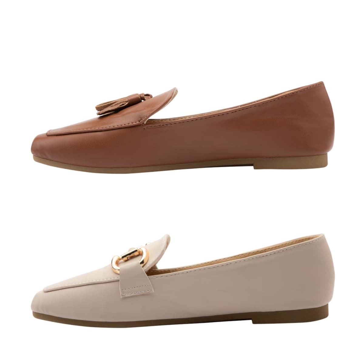 Kit de 2 pares de ballerinas cuadradas con herraje y motas, marca PBPS, mod. 1059903