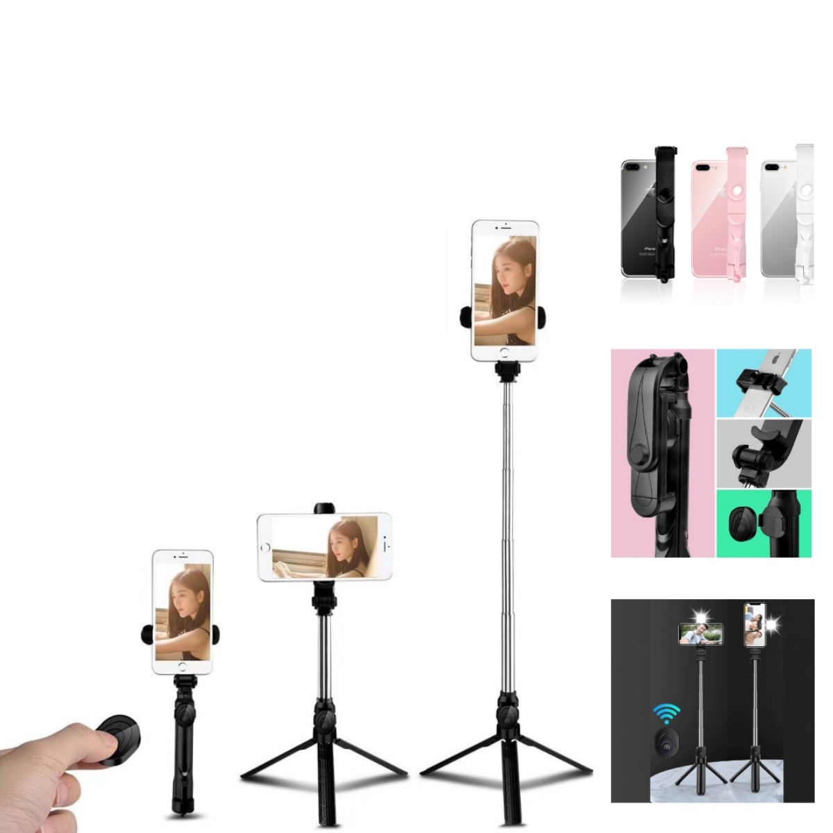 Palo De Selfie Con Flash Trípode Celular Con Control Remoto
