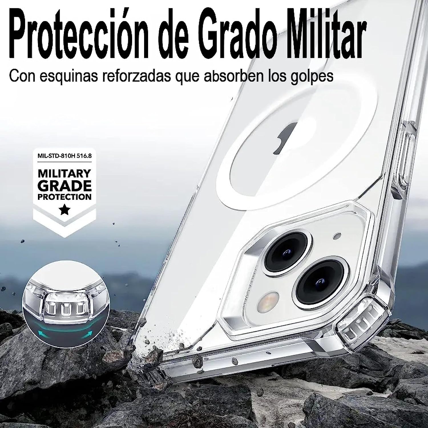 Funda para iPhone 11 Pro de 5.8" Case Transparente de Uso Rudo Compatible con Magsafe y Carga Inalambrica (2023) Carcasa con Esquinas Reforzadas A Prueba de Golpes Grado Militar