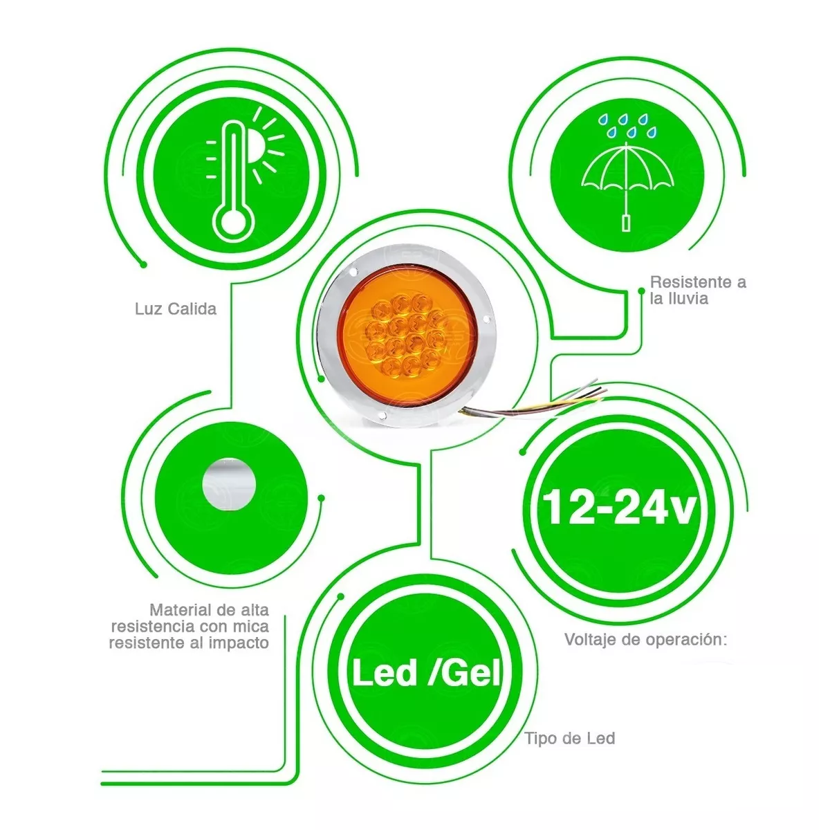Plafon 14 Led Redondo Aro Plasma Gel 4 Funciones 12-24v F1 Ambar 