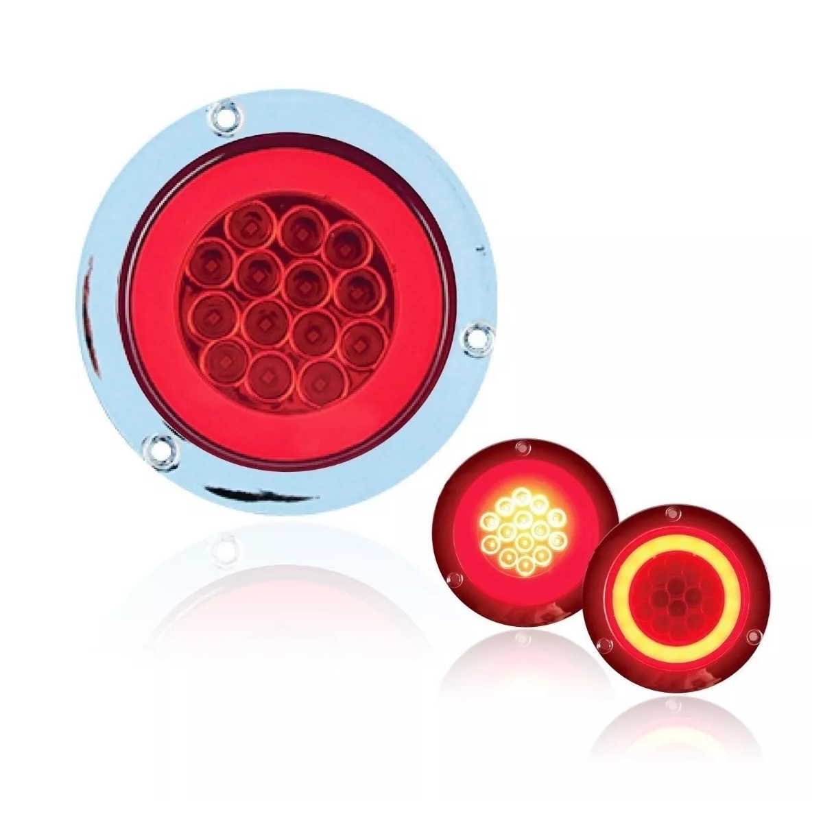 Plafon 14 Led Redondo Aro Plasma Gel 4 Funciones 12-24v F1 Rojo