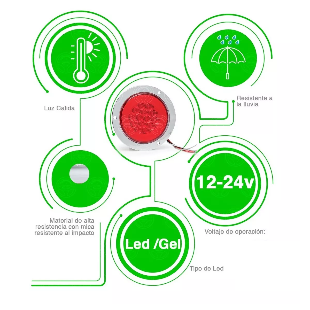Plafon 14 Led Redondo Aro Plasma Gel 4 Funciones 12-24v F1 Rojo