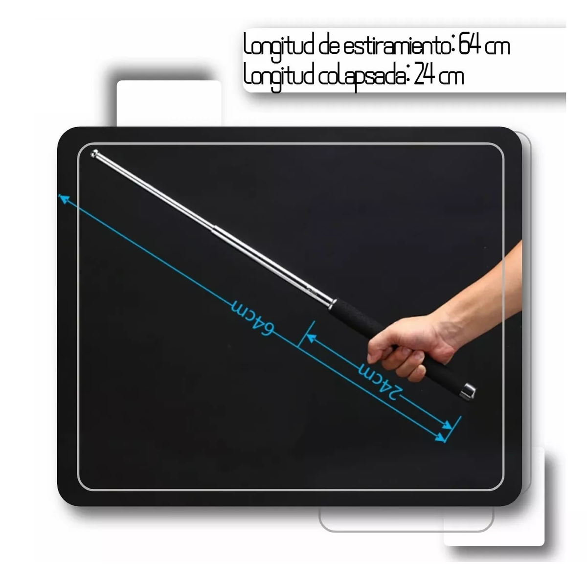 Bastón Retráctil Seguridad Personal De 64 Cm