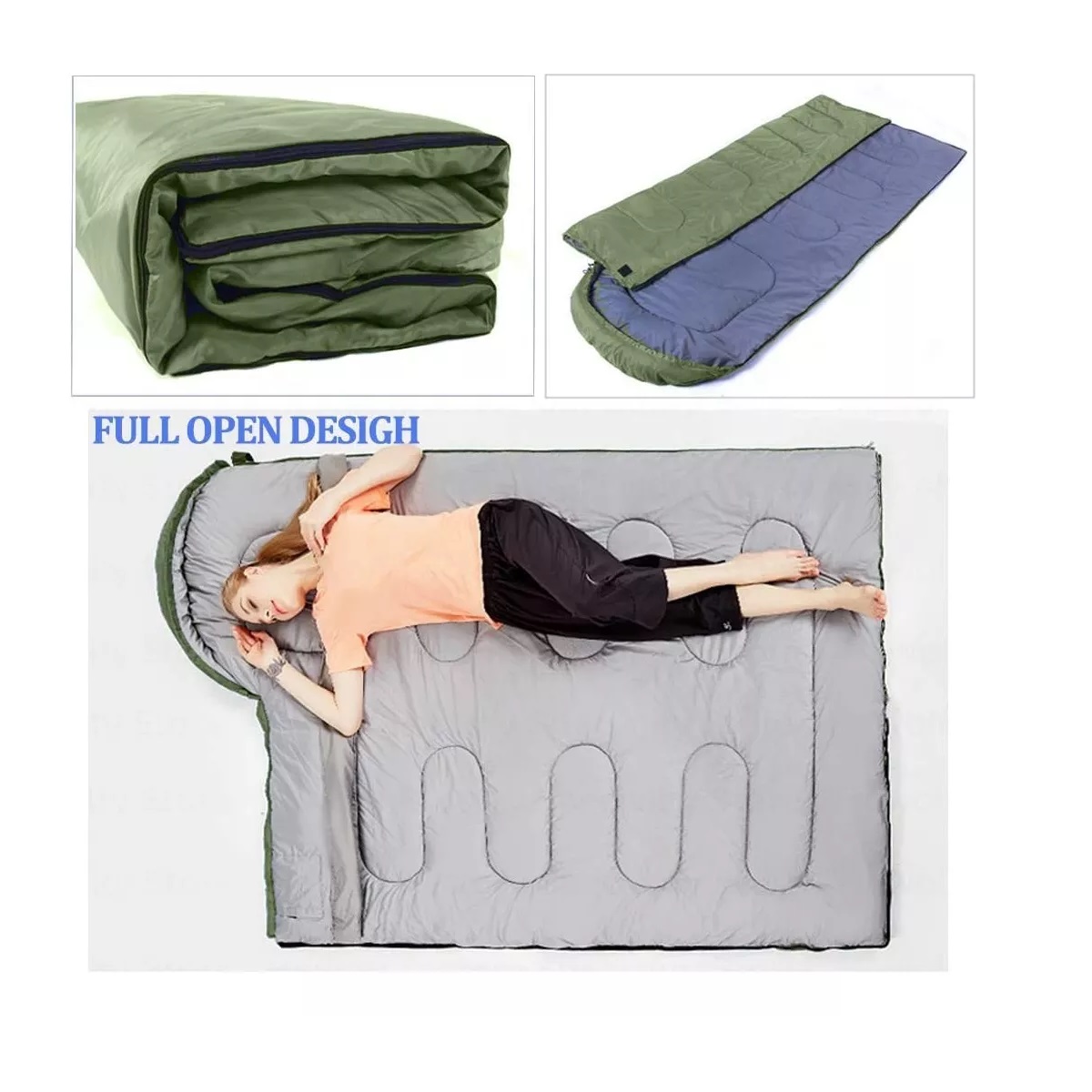 Saco De Dormir Para Acampar Al Aire Libre 1 Kg Verde Militar