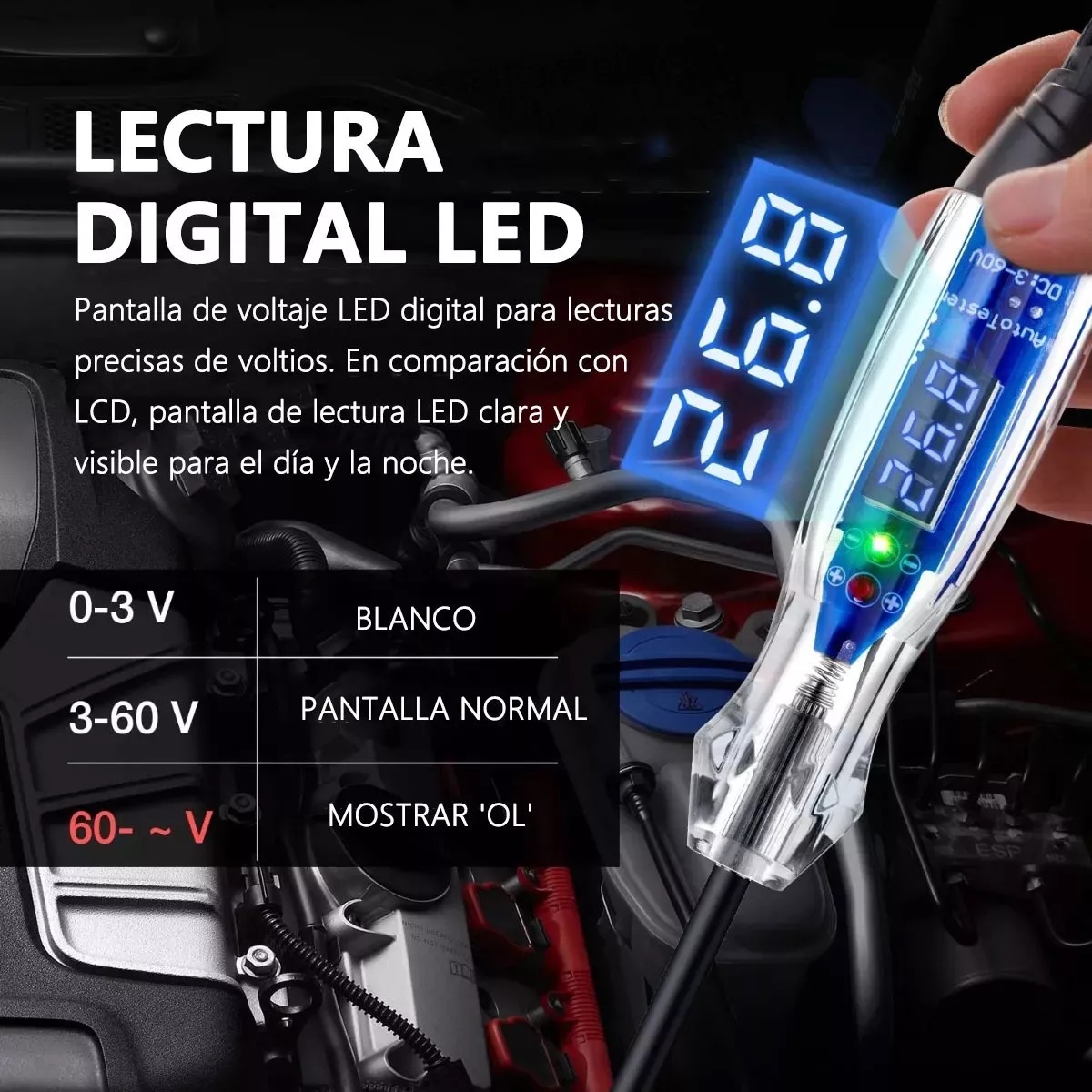 Led Medidor De Circuitos Con Voltaje Bidireccional 3-60v