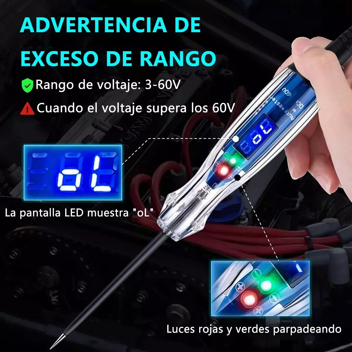 Led Medidor De Circuitos Con Voltaje Bidireccional 3-60v