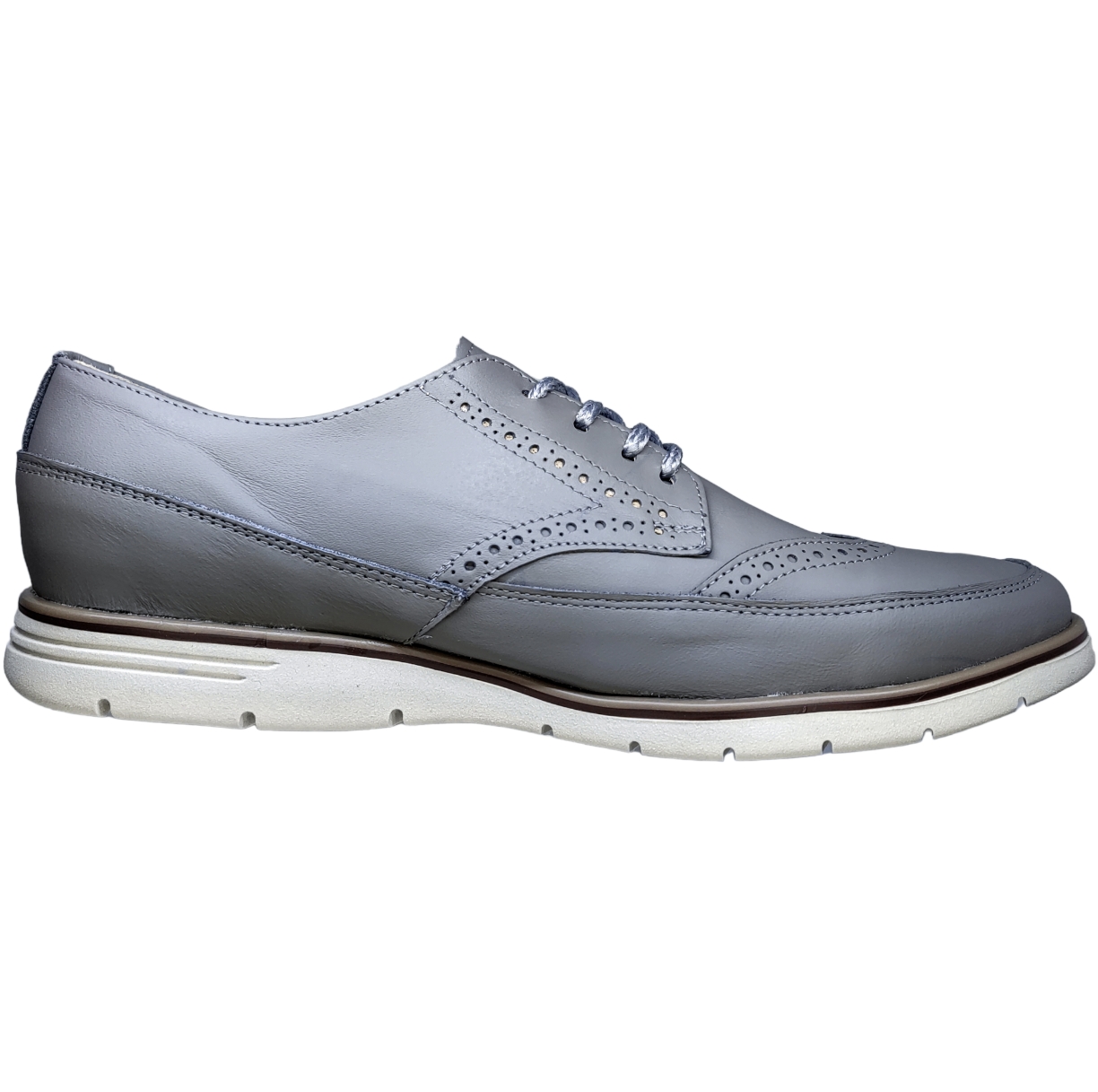 Zapato Casual Bostoniano Color Gris Hombre Piel