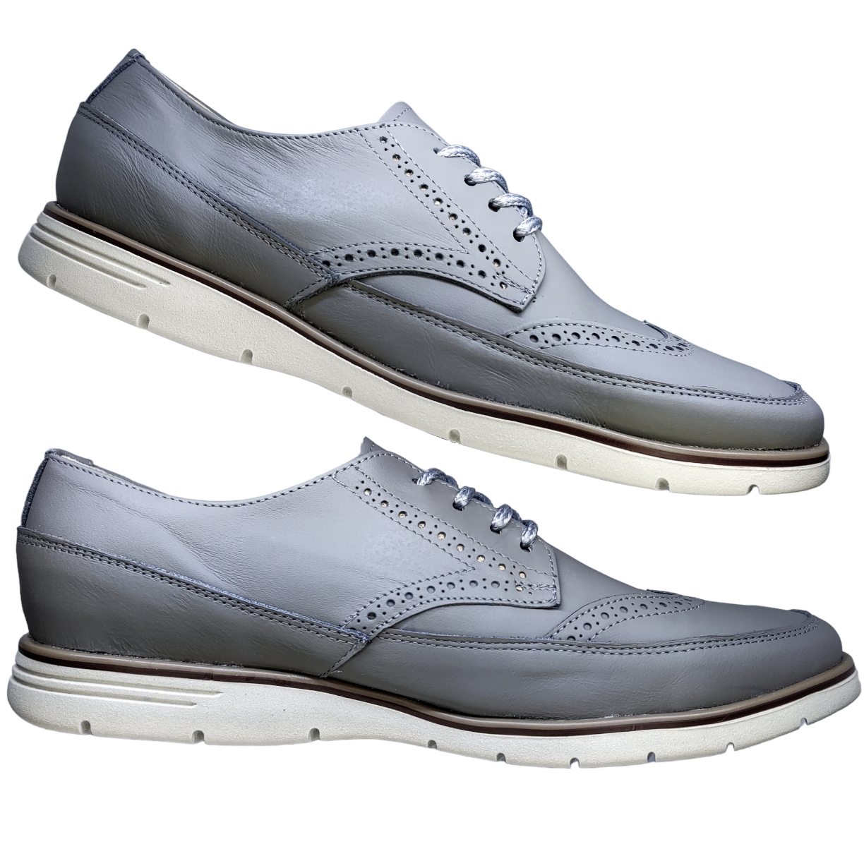 Zapato Casual Bostoniano Color Gris Hombre Piel