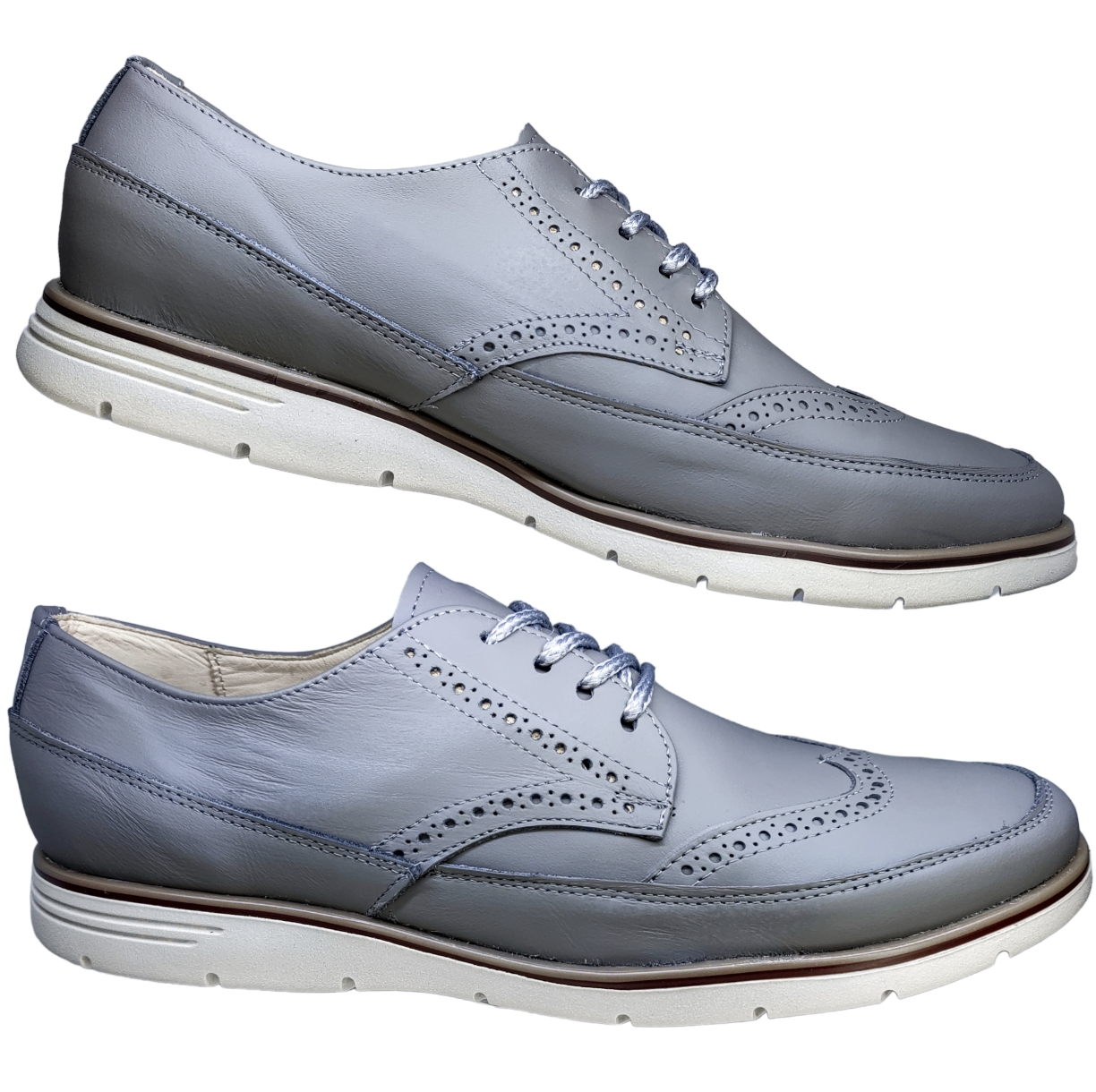 Zapato Casual Bostoniano Color Gris Hombre Piel