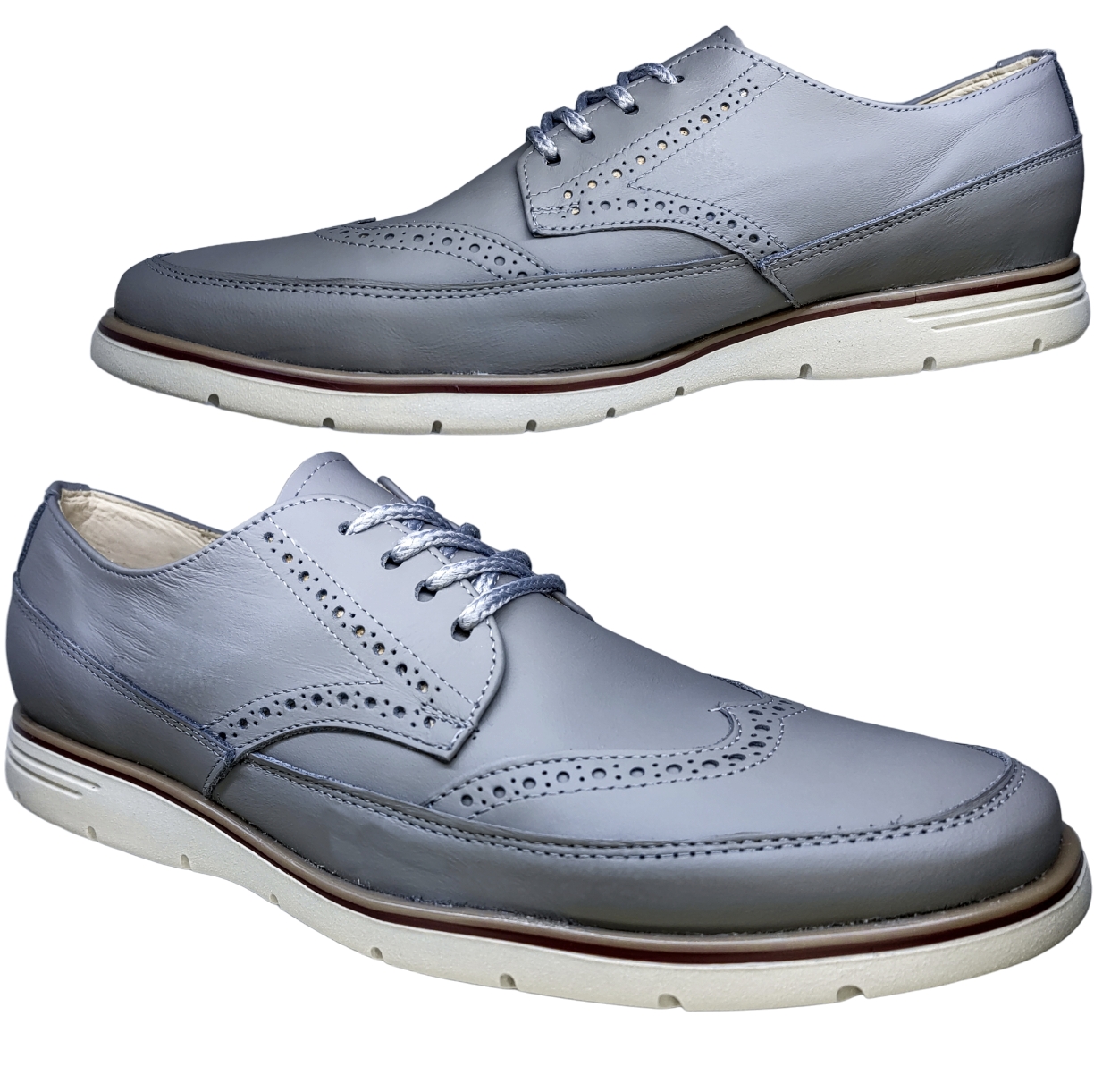 Zapato Casual Bostoniano Color Gris Hombre Piel