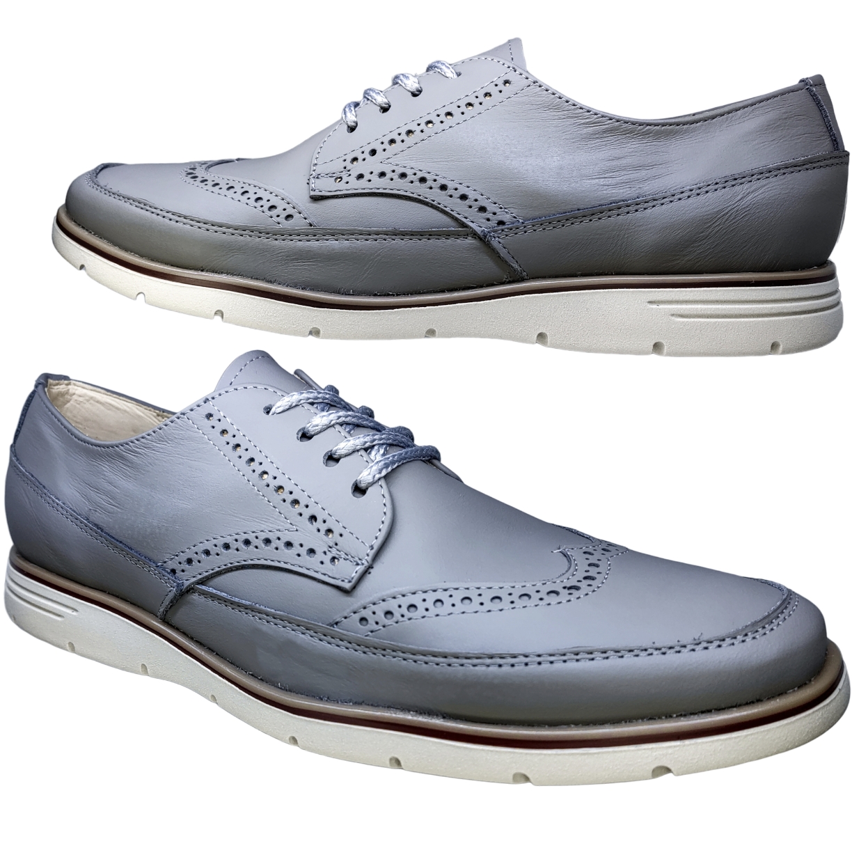 Zapato Casual Bostoniano Color Gris Hombre Piel