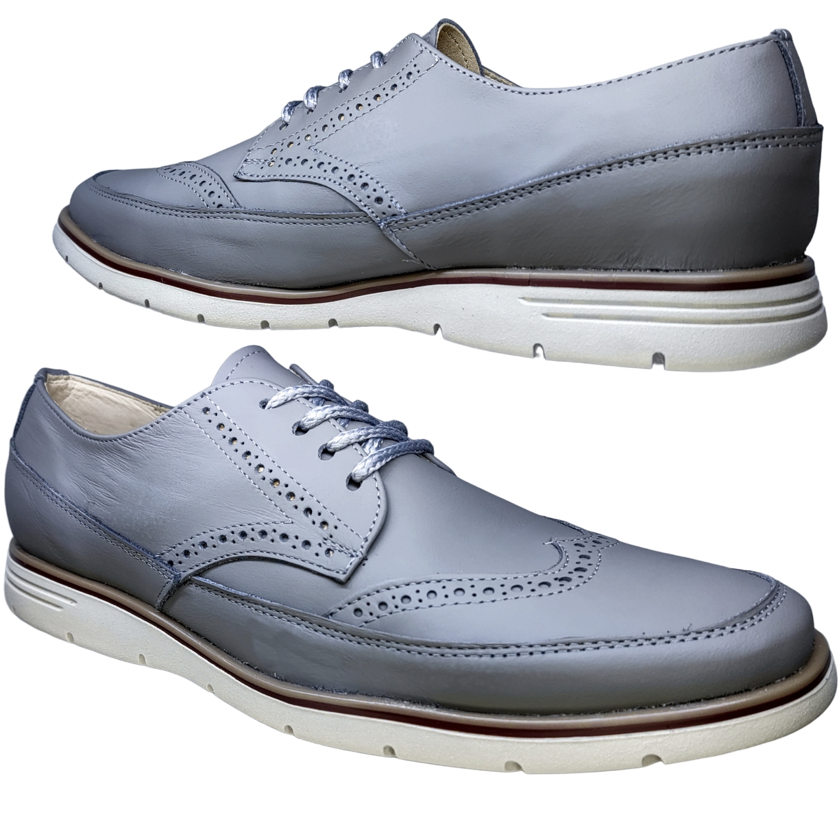 Zapato Casual Bostoniano Color Gris Hombre Piel