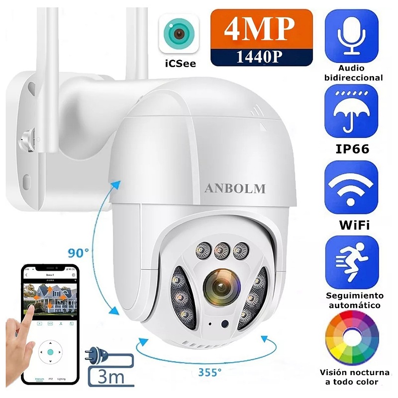 Ultra Hd 4mp Cámaras De Seguridad Exterior Wifi Con 360 Ptz