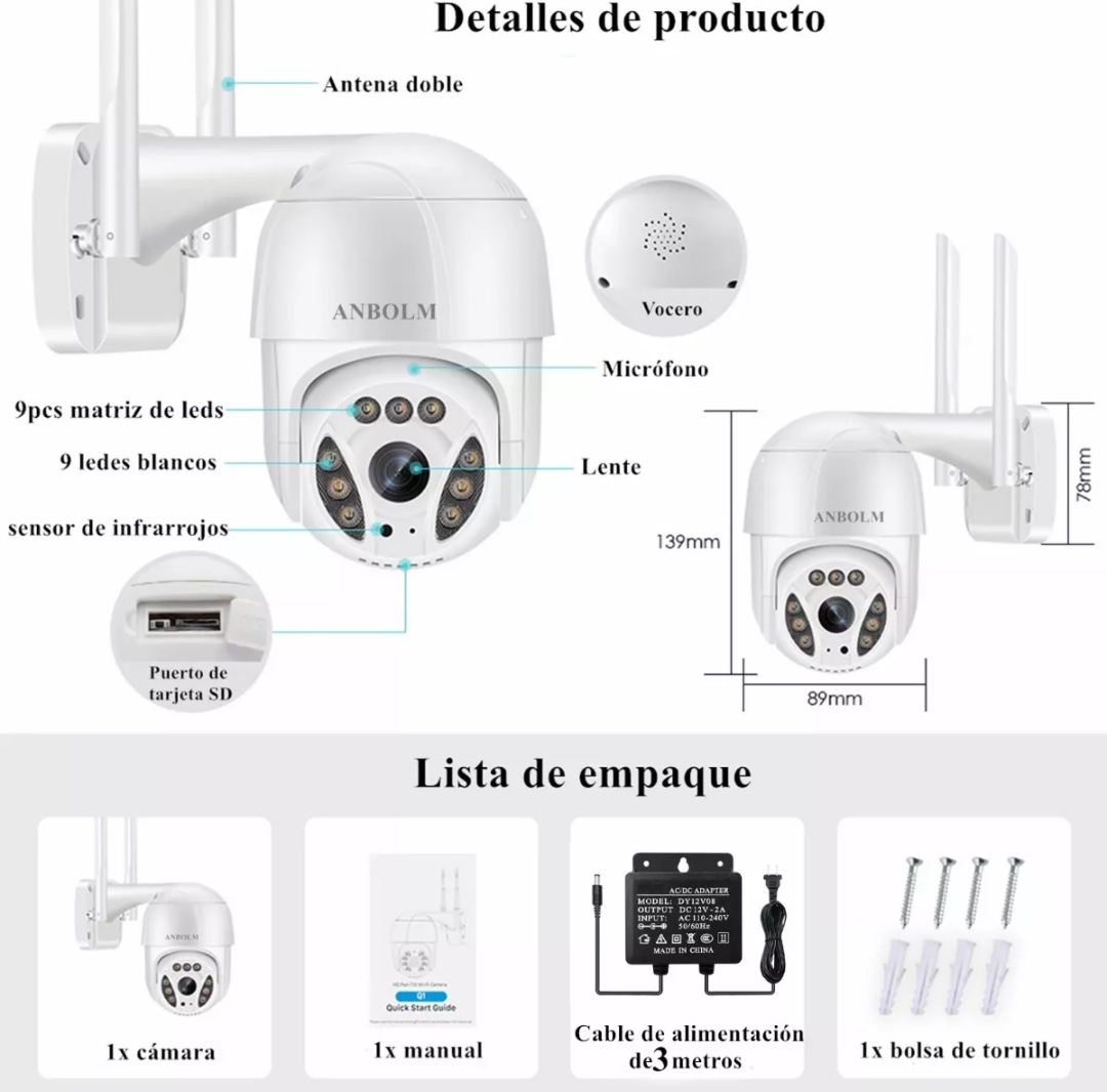 Ultra Hd 4mp Cámaras De Seguridad Exterior Wifi Con 360 Ptz