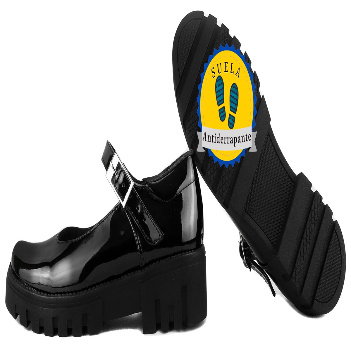 Zapato Niña Negro Escolar Comodo Arco Soporte Moda 600-3-cn.