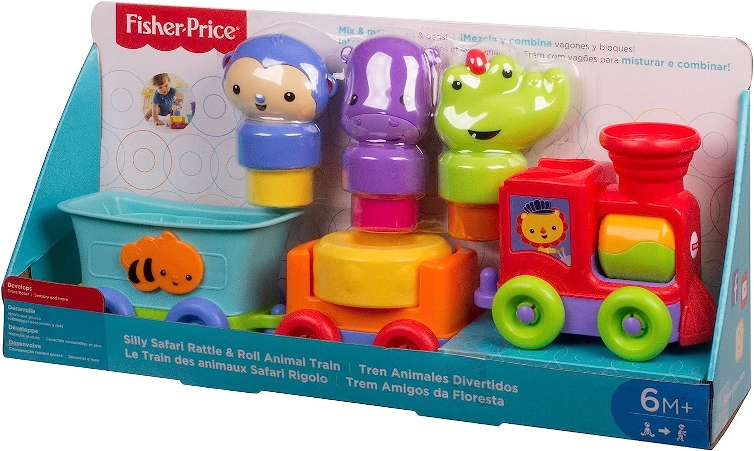 Fisher-Price Juguete para Bebés Silly Safari Tren Animales Divertidos