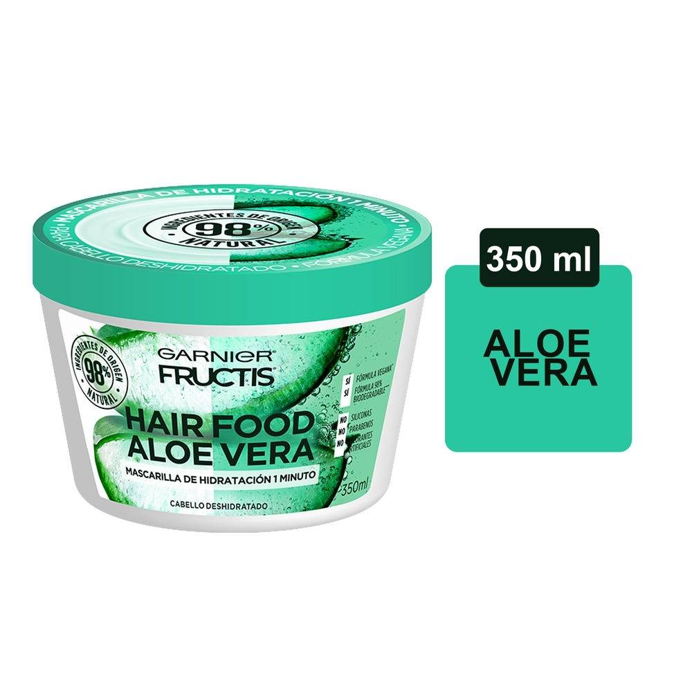 Fructis Hair Food Aloe Vera Shampoo, Acondicionador, Mascarilla, Garnier, 3 Piezas