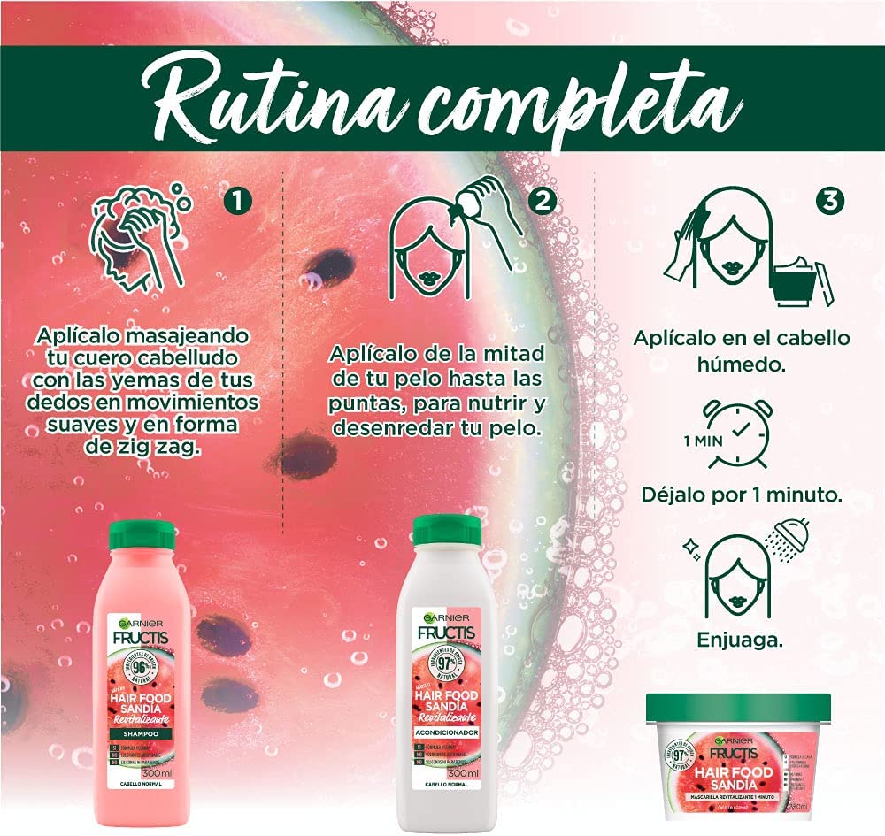 Fructis Hair Food Aloe Vera Shampoo, Acondicionador, Mascarilla, Garnier, 3 Piezas