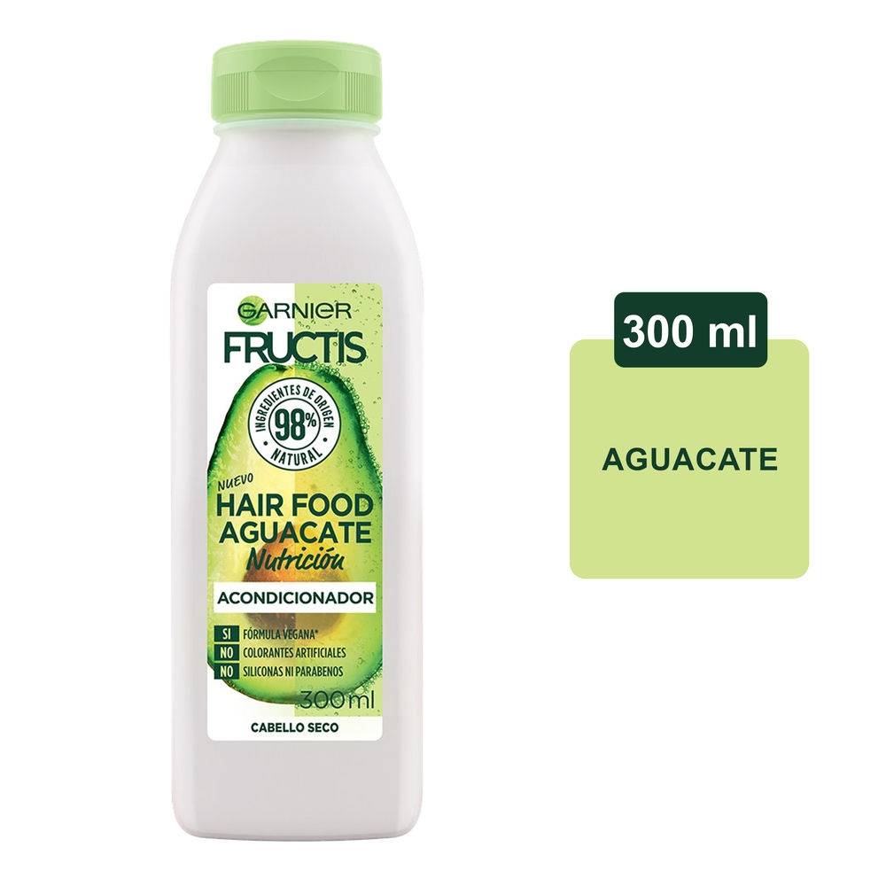 Fructis Hair Food Aguacate Shampoo, Acondicionador, Mascarilla, Garnier, 3 Piezas
