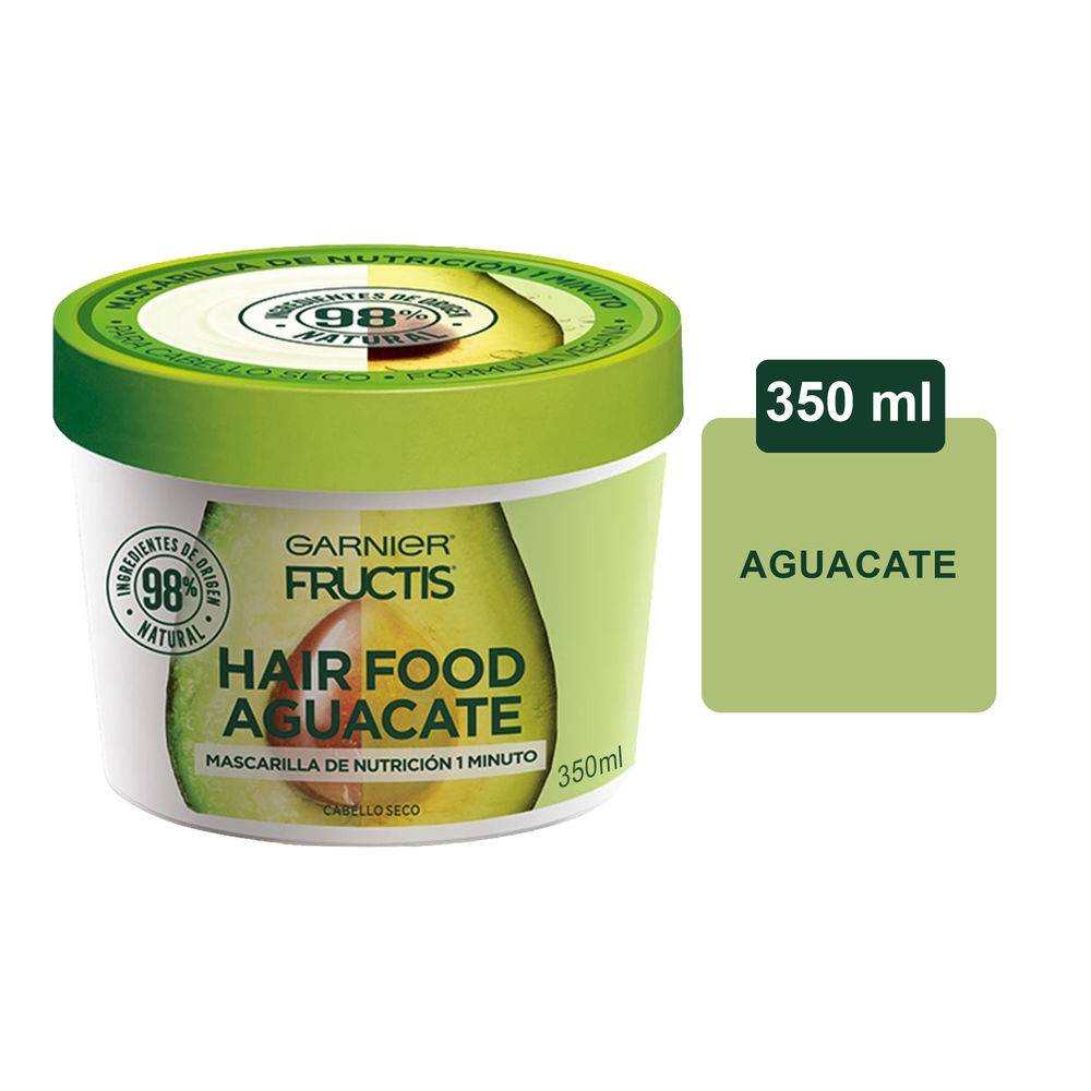 Fructis Hair Food Aguacate Shampoo, Acondicionador, Mascarilla, Garnier, 3 Piezas