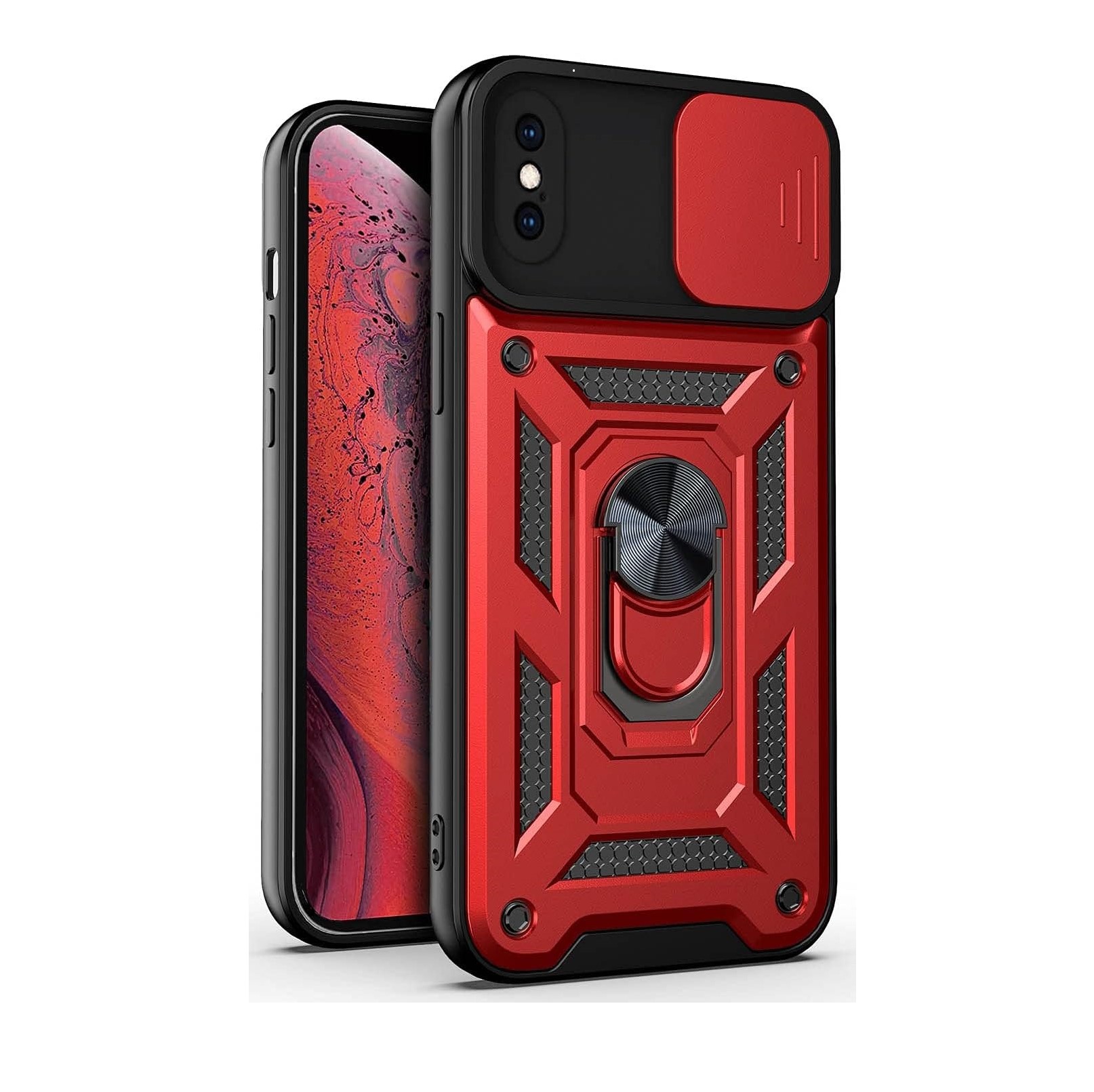 Funda para iPhone XR de 6.1" Case con Anillo Giratorio 360 A Prueba De Golpes de Uso Rudo Carcasa Compatible con Carga Inalámbrica y Soporte Magnético para Automóvil