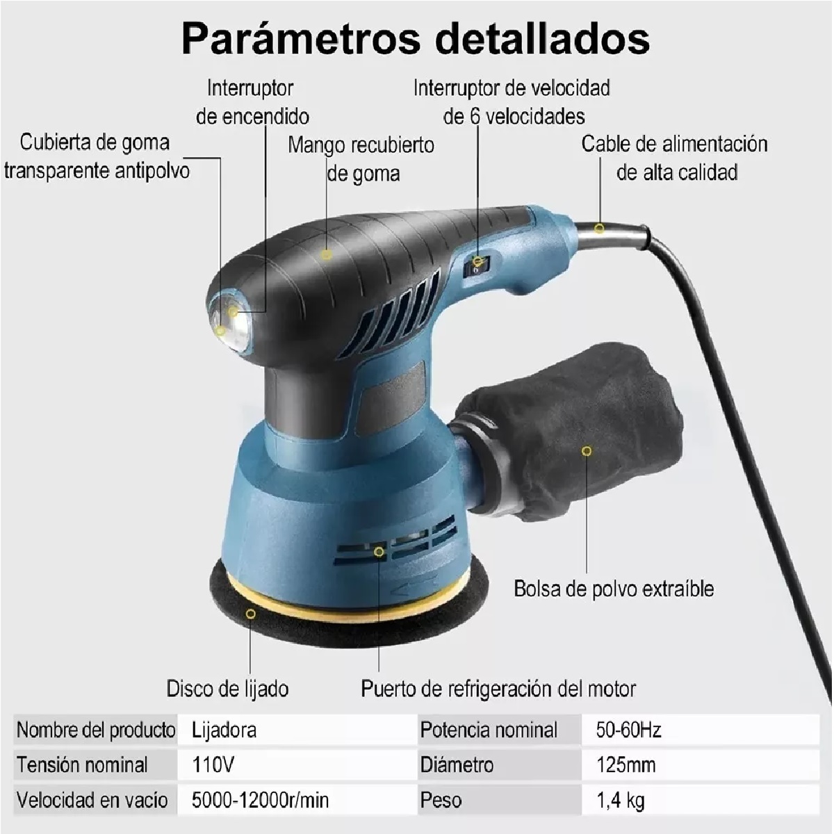 Lijadora Roto Orbital 300w 6 Variaciones De Velocidad