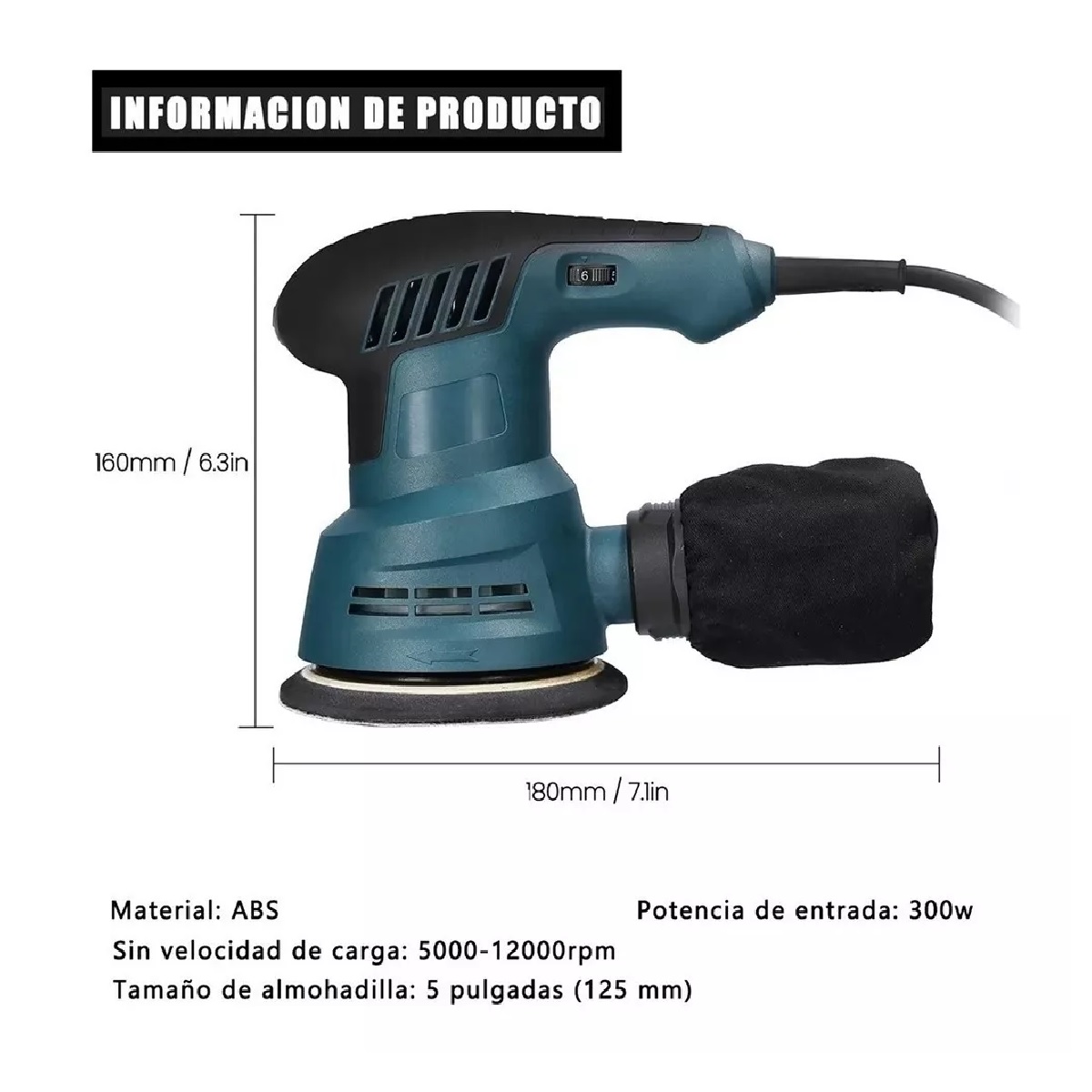 Lijadora Roto Orbital 300w 6 Variaciones De Velocidad