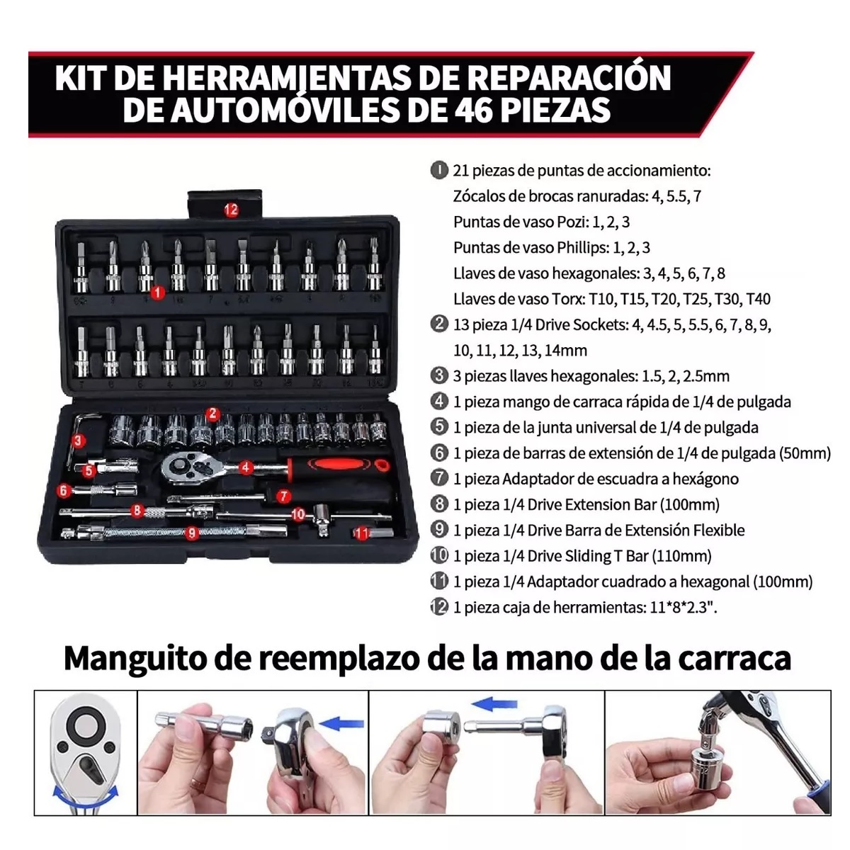 Juego De Herramientas Mecánicas 46pcs