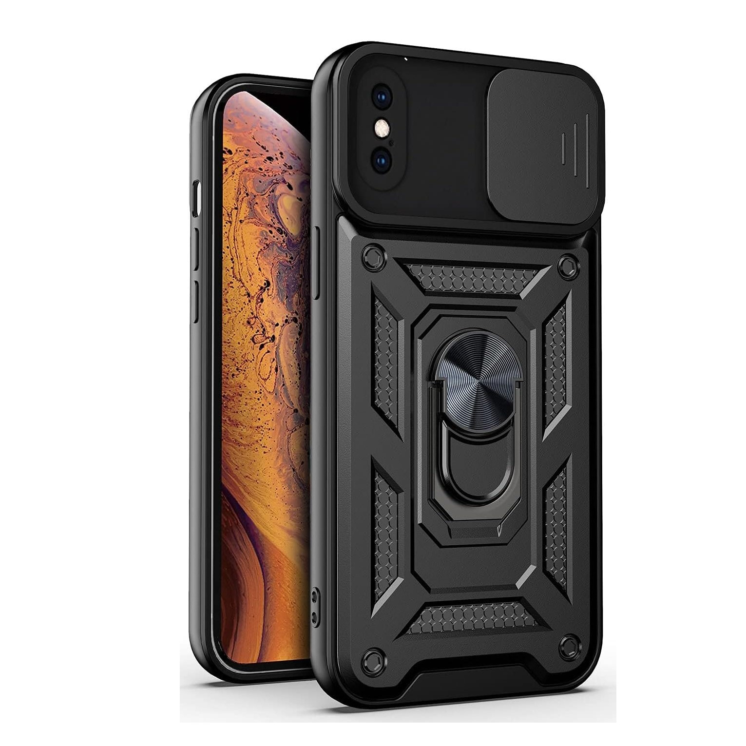 Funda para iPhone XR de 6.1" Case con Anillo Giratorio 360 A Prueba De Golpes de Uso Rudo Carcasa Compatible con Carga Inalámbrica y Soporte Magnético para Automóvil