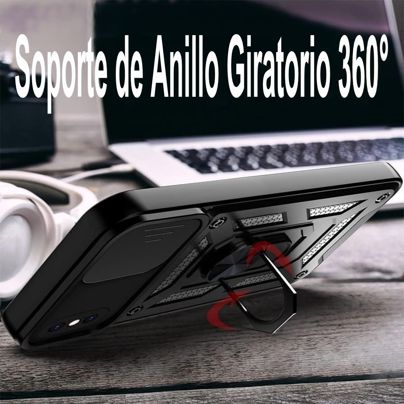 Funda para iPhone XR de 6.1" Case con Anillo Giratorio 360 A Prueba De Golpes de Uso Rudo Carcasa Compatible con Carga Inalámbrica y Soporte Magnético para Automóvil