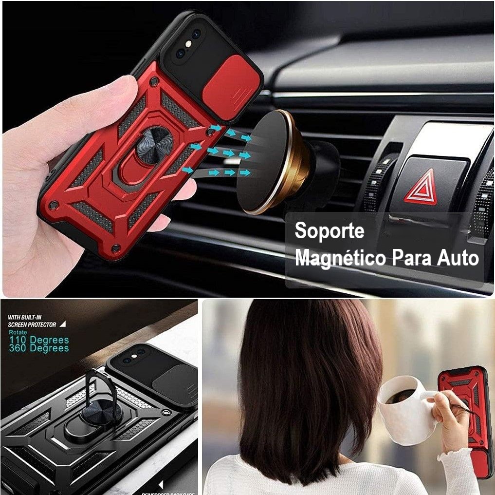 Funda para iPhone XR de 6.1" Case con Anillo Giratorio 360 A Prueba De Golpes de Uso Rudo Carcasa Compatible con Carga Inalámbrica y Soporte Magnético para Automóvil