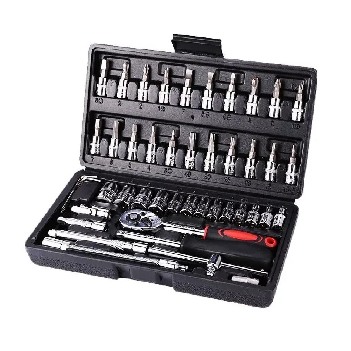 Autocle Juego De Herramientas Mecanica Dados 46 Pzas Negro